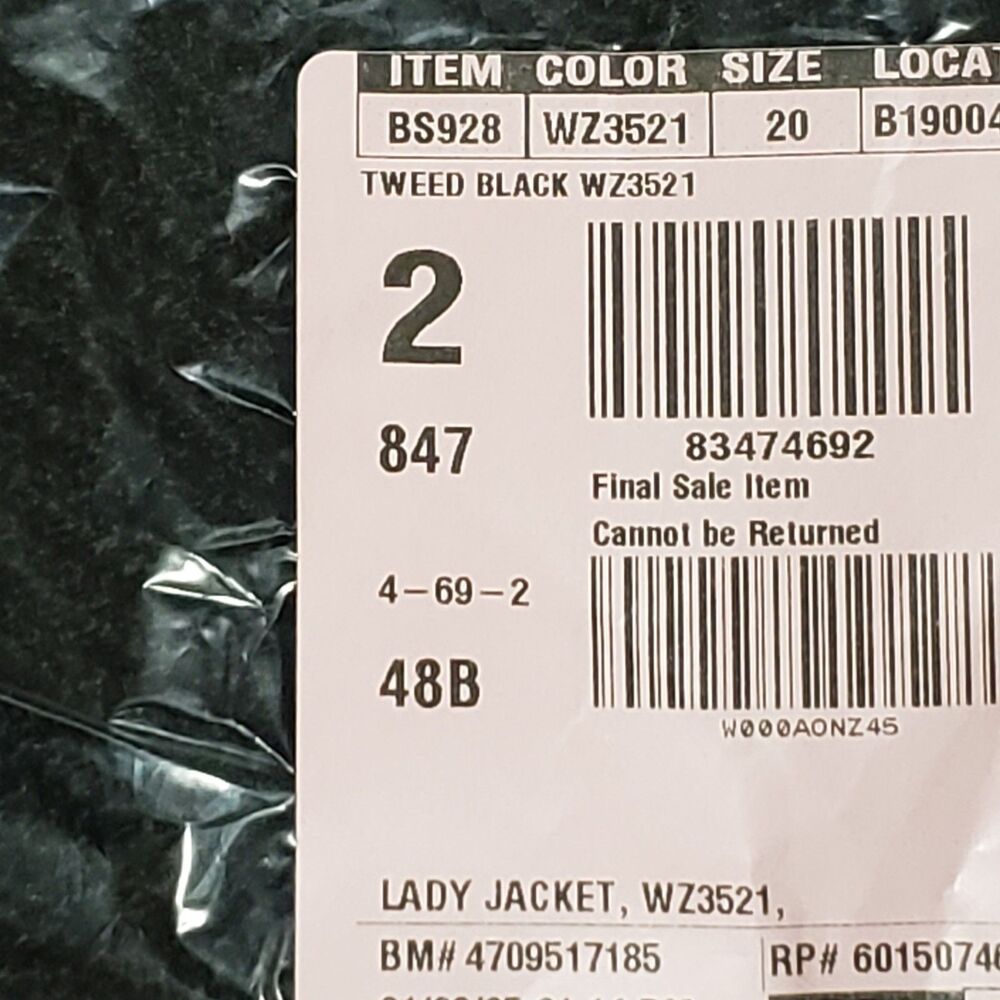 New J Crew Lady Jacket Black Tweed Cropped w/ Gold Buttons Size 20 NWT - Picture 11 of 16